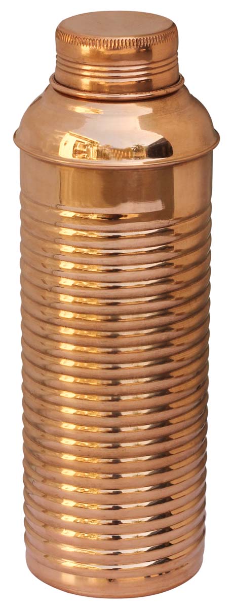 Wholesale Water Bottles – 9" Water Bottle – Cast in Copper – Ribbed Pattern